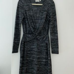 Black and grey tonal mid length dress